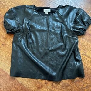 Women’s Faux Leather puff sleeve top